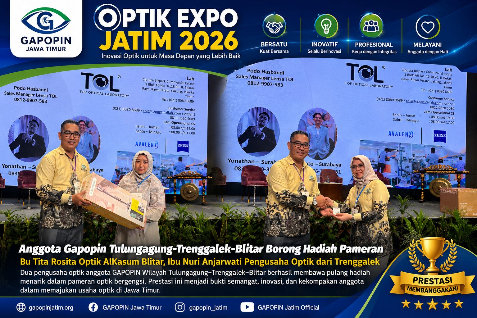 Anggota Pengcab GAPOPIN Tulungagung–Trenggalek–Blitar Borong Hadiah Undian di Optik Expo Jatim 2026