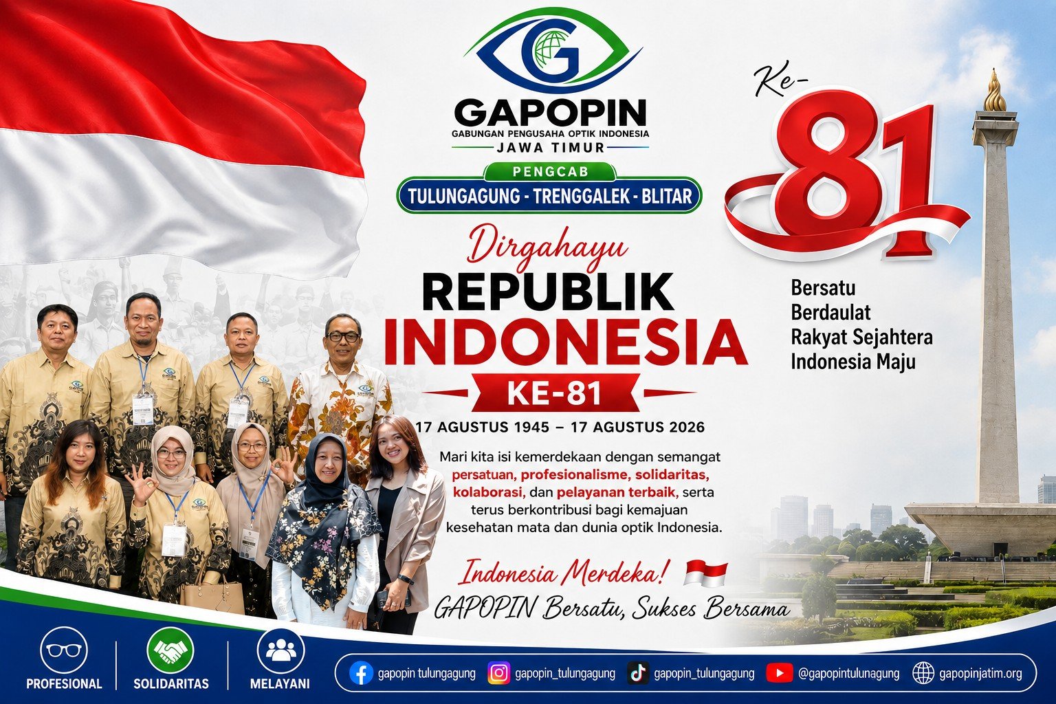 Semarak HUT Ke-81 RI, GAPOPIN Tulungagung–Trenggalek–Blitar Perkuat Persatuan dan Profesionalisme